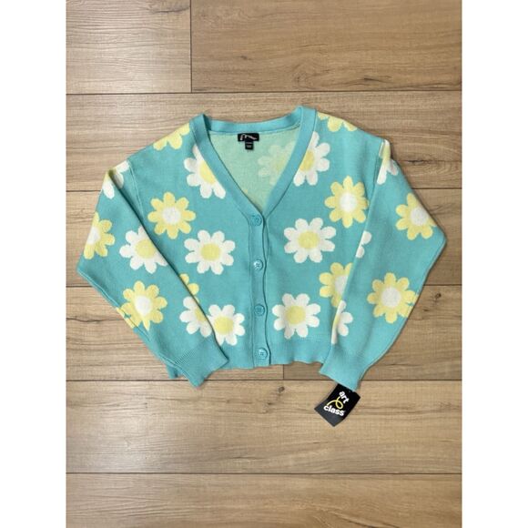 art class Other - Girls Novelty Cardigan Art Class Aqua Blue Daisies XL 14 16 NWT Floral
